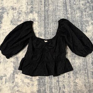 a new day Black Puff Sleeve Blouse